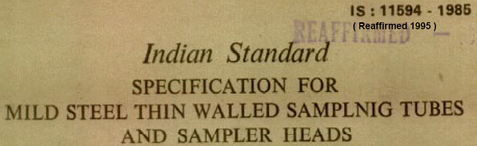 IS 11594 1985 INDIAN STANDARD SPECIFICATION FOR MILD STEEL THIN WALLED SAMPLING TUBES AND SAMPLER HEADS