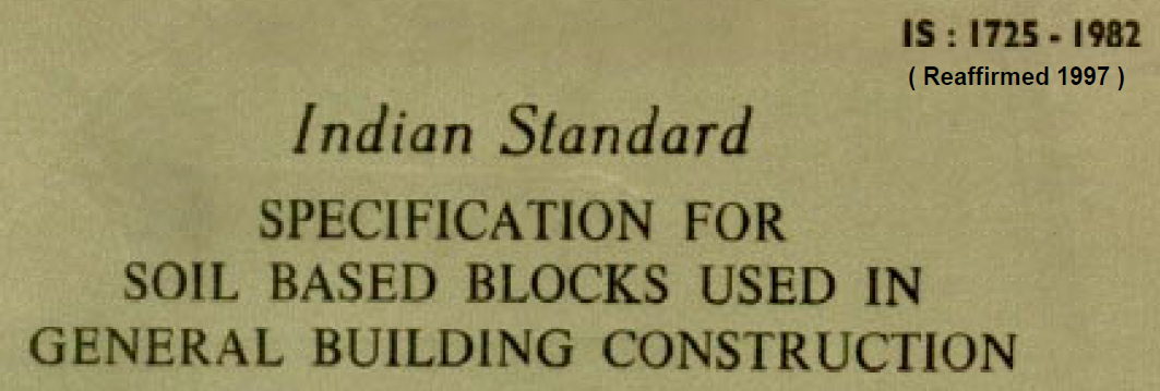 IS 1725 1982 SPECIFICATION FOE SOIL BASED BLOCK USED IN GENERAL BUILDING CONSTRUCTION