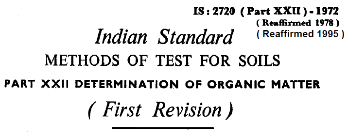 IS 2720 PART 22 1972 INDIAN STANDARD METHODS OF TEST FOR SOILS 